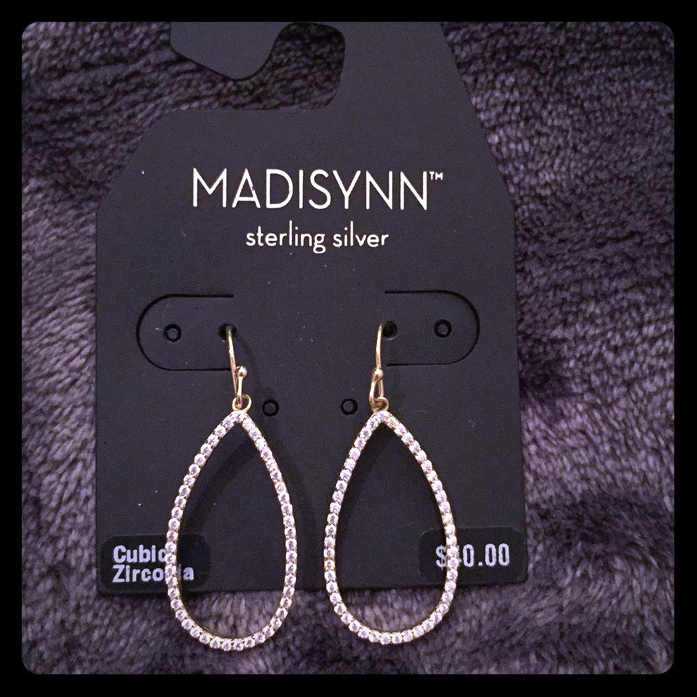 Sterling silver cubic zirconia teardrop earrings
